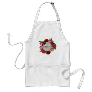 Personalized Floral Monogram Name White Standard Apron