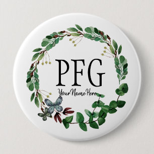 Personalized Floral Monogram Spring Foliage 4 Inch Round Button