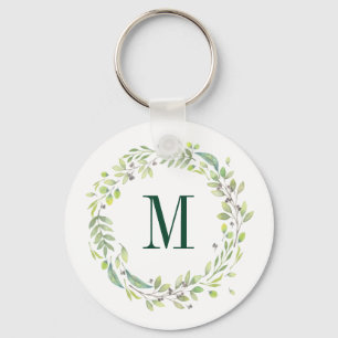 Personalized Floral Monogram Summer Foliage Keychain