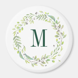 Personalized Floral Monogram Summer Foliage Magnet