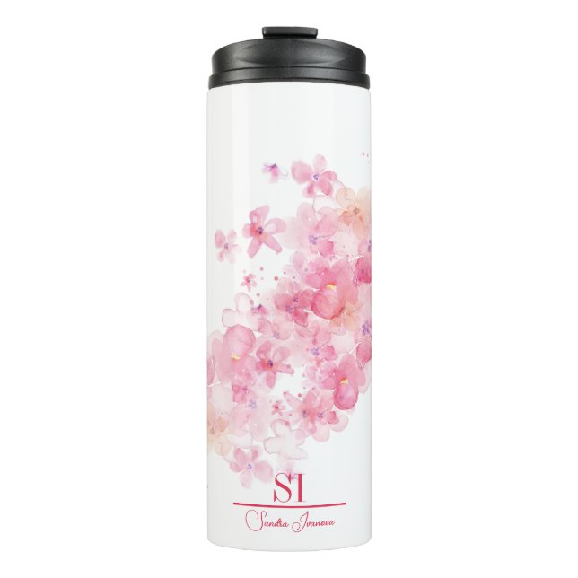 Personalized Floral Monogram Thermal Tumbler (Front)