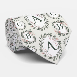 Personalized Floral Monogram  Tie