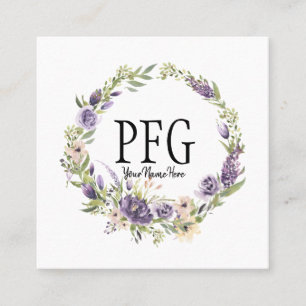 Personalized Floral Monogram Violet Wildflowers Square Business Card