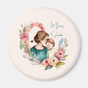 Personalized Floral Mother and Daughter Son Magnet
