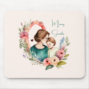 Personalized Floral Mother and Daughter Son Mouse Pad