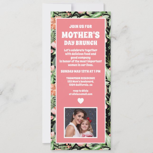 Personalized Floral Mother's Day Brunch Photo Invitation (Front)