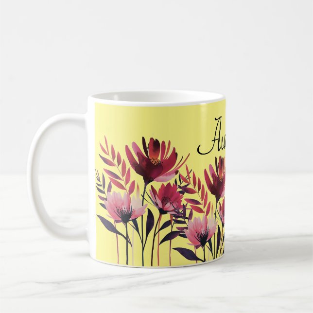Personalized Floral Mug - Customizable Flower Mug (Left)