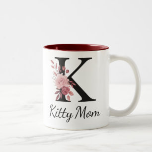 Personalized Floral Mug – Letter K with Name Kara 