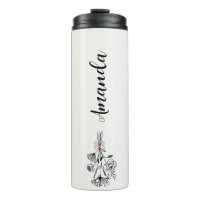 Personalized Floral Name Birth Month Flower Grey