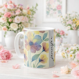 Personalized Floral Name _ Bridal Shower  Coffee Mug