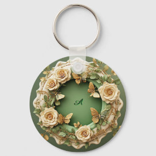 💐 Personalized Floral Name Gift For Rose Lovers Keychain