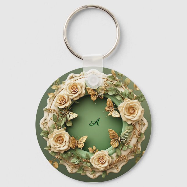 💐 Personalized Floral Name Gift For Rose Lovers  Keychain (Front)