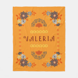Personalized Floral Name Hispanic Fleece Blanket