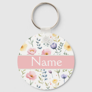 Personalized Floral Name Keychain
