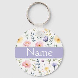 Personalized Floral Name Keychain