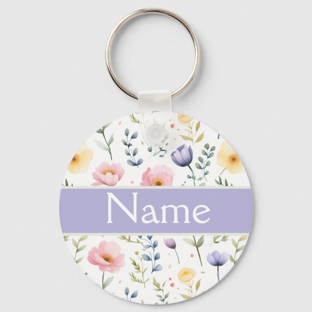 Personalized Floral Name Keychain (Front)