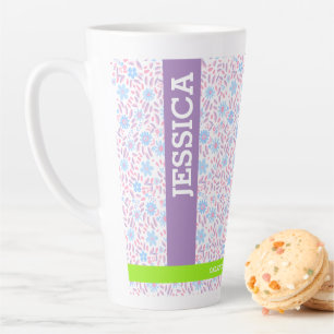 Personalized Floral Name & Monogram Latte Mug