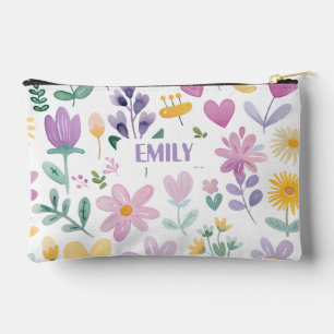 Personalized Floral Name Pencil Case Accessory Pouch