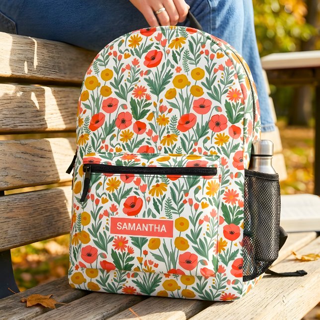 Personalized Floral Name Printed Backpack (Creator Uploaded)