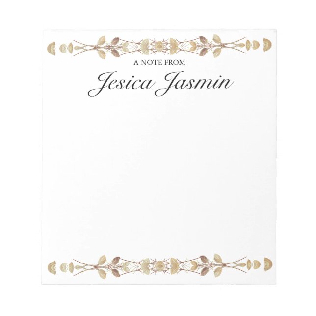Personalized Floral Notepad | Custom Name Notepad  (Front)