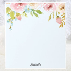 Personalized Floral Notepad YOUR TEXT Gift for Her