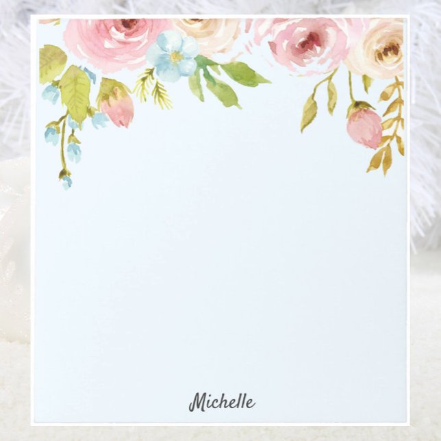 Personalized Floral Notepad YOUR TEXT Gift for Her (Creator Uploaded)