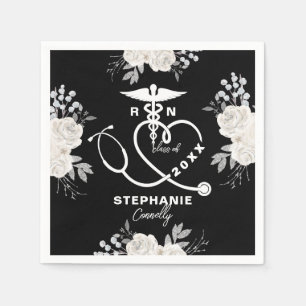 Personalized Floral Nursing School Graduation Napkin