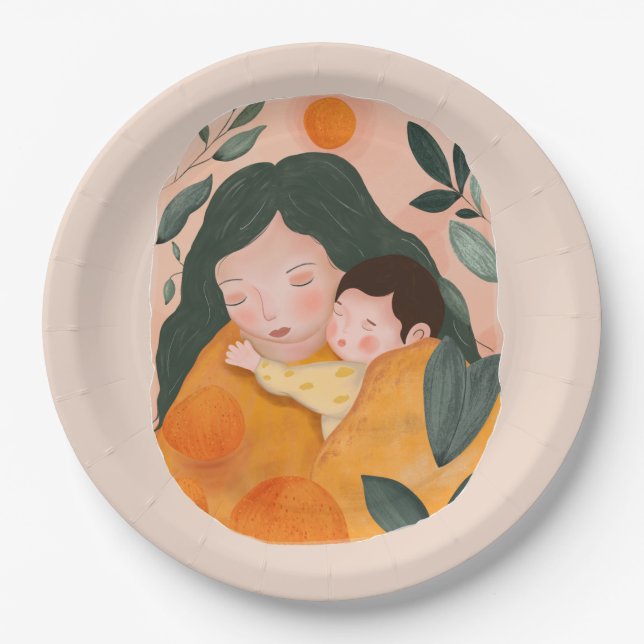Personalized Floral Party Dinner  Paper Plate (Front)