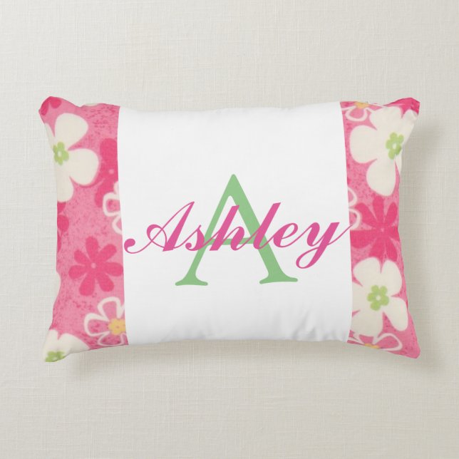 Personalized Floral Pattern Accent Pillow (Front)