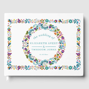 Personalized Floral Pattern Mexican Wedding Guest Book