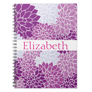 Personalized Floral Pattern Pink White Purple Notebook