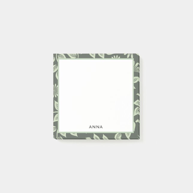Personalized Floral Pattern Post It Notes (Front)