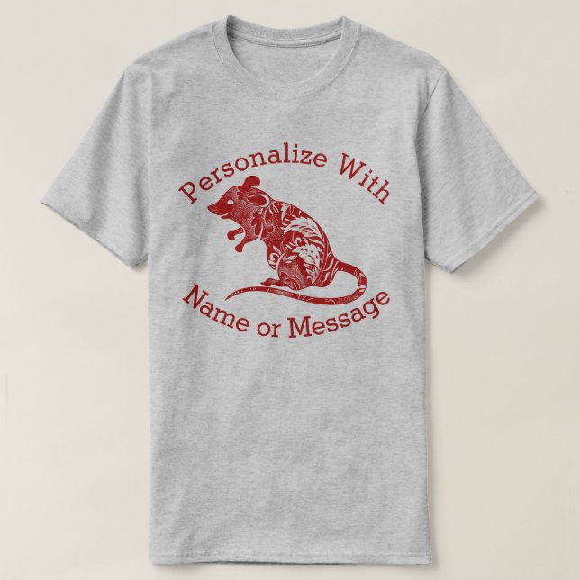 PERSONALIZED Floral Pattern Rat / Mouse T-Shirt (Design Front)