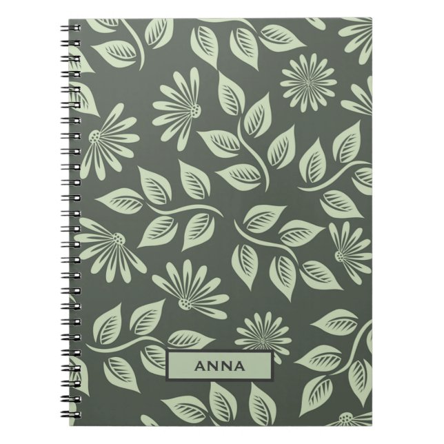 Personalized Floral Pattern Spiral Notebook (Front)