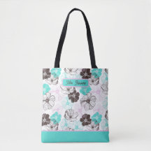 Personalized Floral Pattern Tote Bag