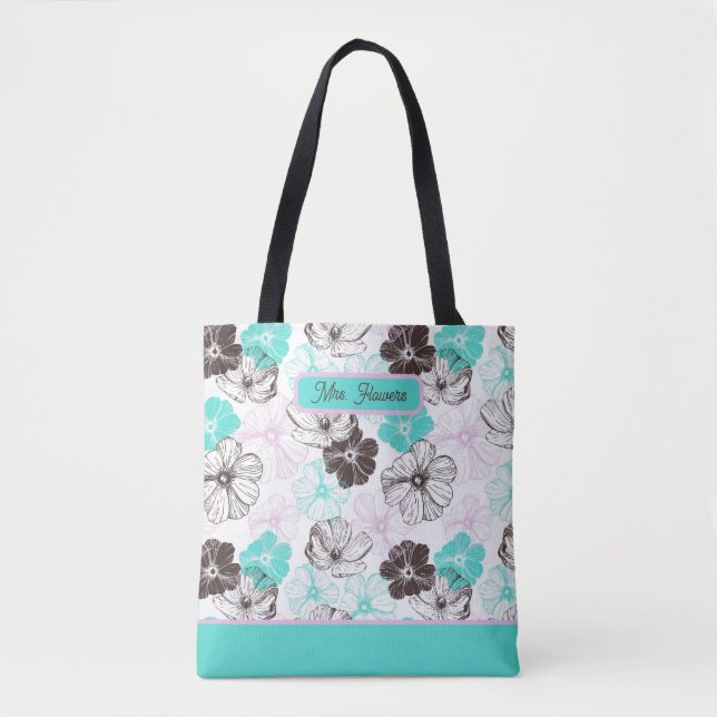 Personalized Floral Pattern Tote Bag (Front)