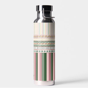 Personalized Floral Pattern Water Bottle with Name