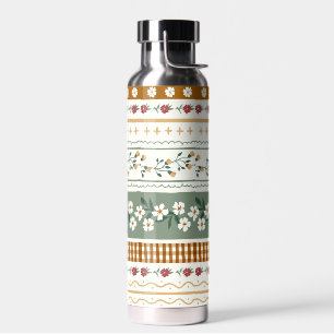Personalized Floral Pattern Water Bottle with Name