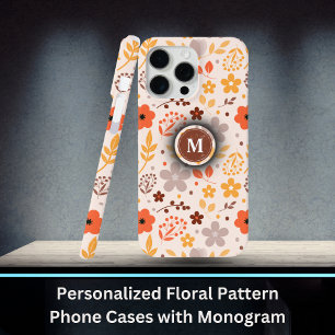 Personalized Floral Pattern with Monogram Name  iPhone 15 Pro Max Case