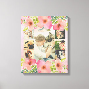 Personalized floral photo collage canvas print