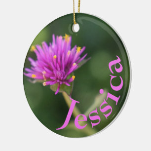 Personalized Floral Photo Purple Flowers Nature Ceramic Ornament