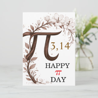 Personalized Floral Pi Day Card, Elegant Math gift