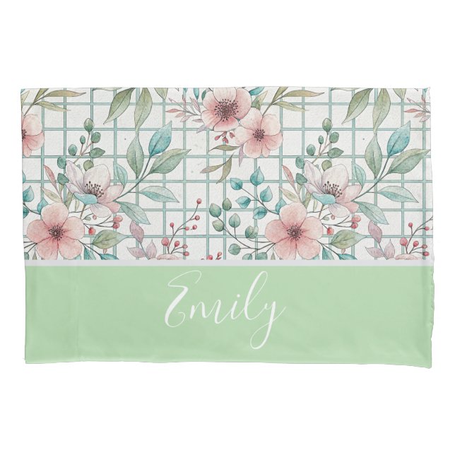 Personalized Floral  Pillowcase (Front)