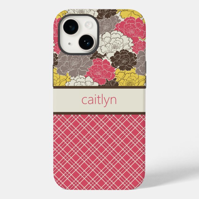 Personalized Floral & Plaid Phone Case (Back)
