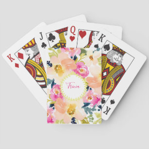 Personalized Floral  Playing Cards