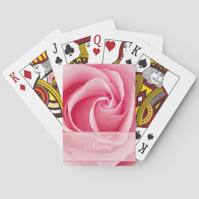 Personalized Floral Playing Cards | Pink Roses (Back)