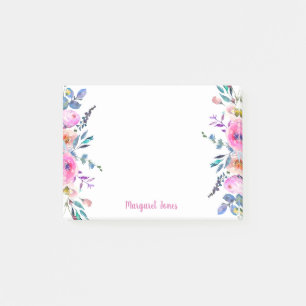 Personalized floral post-it notes