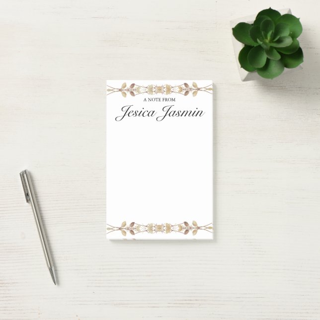 Personalized Floral  Post-It Notes with Name  (Office)