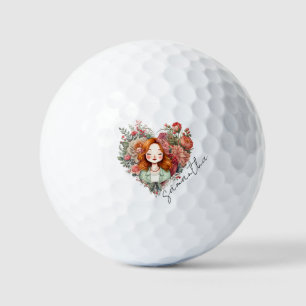 Personalized Floral Pretty Lady Golf Balls