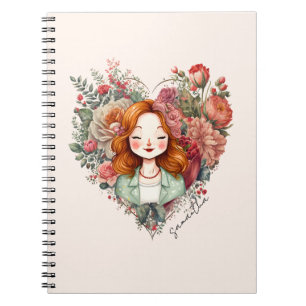 Personalized Floral Pretty Lady Notebook